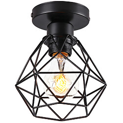 Stoex Plafonnier Rétro Vintage Lampe de Plafond Cage en Métal Luminaire Plafonnier Moderne Ampoule E27, Lustre D'Intérieur Noir 