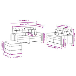 vidaXL Ensemble de canapés 3 pcs avec coussins Gris foncé Tissu pas cher