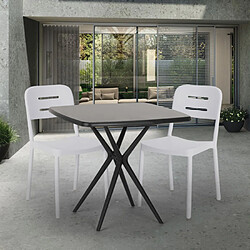 Ahd Amazing Home Design Ensemble 2 Chaises Design Moderne Table Carrée Noire 70x70cm Larum Dark, Couleur: Blanc