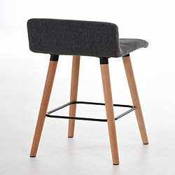 Acheter Decoshop26 Tabouret de bar en tissu gris clair coutures décoratives pieds en bois avec repose-pieds 10_0000047