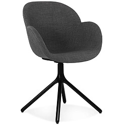 Alterego Chaise avec accoudoirs 'LIBRA' en tissu gris foncé et métal noir LIBRA