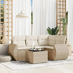 vidaXL Salon de jardin avec coussins 5 pcs beige résine tressée 