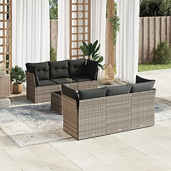 vidaXL Salon de jardin avec coussins 7 pcs gris clair résine tressée 