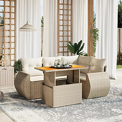 vidaXL Salon de jardin avec coussins 5 pcs beige résine tressée 