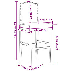 vidaXL Chaises de bar lot de 2 bois massif d'hévéa et tissu pas cher