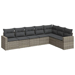 vidaXL Salon de jardin avec coussins 7 pcs gris résine tressée