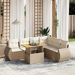 vidaXL Salon de jardin avec coussins 7 pcs beige résine tressée 