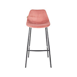 Mes Lot de 2 chaises de bar H80 cm en velours rose - FRANKY