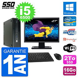 PC HP 600 G2 SFF Ecran 27" Intel Core i5-6500 RAM 16Go SSD 2To Windows 10 Wifi · Occasion 