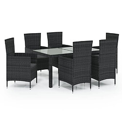 Maison Chic Ensemble Tables et chaises d'extérieur 7pcs avec coussins,Salon de jardin résine tressée noir -GKD934668