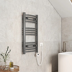 EMKE Sèche-Serviettes Électrique avec Élément Chauffant Thermostat, Chauffe Serviettes à Température Constante de la Salle de Bain, Baguette Chauffante avec Minuterie, 75x40cm, 250W, Anthracite 