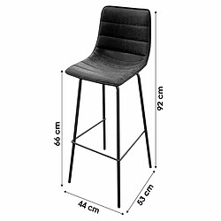 Urban Living Tabouret de bar industriel Brooklyn - H. 92 cm - Noir