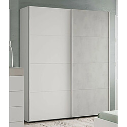 Pegane Armoire avec 2 portes décor béton et blanc artic - 200 x 150 x 60 cm