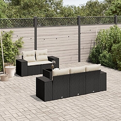 vidaXL Salon de jardin 6 pcs avec coussins noir résine tressée 