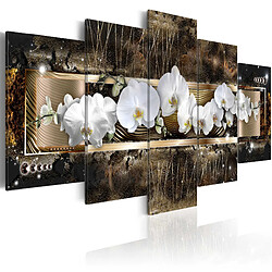 Decoshop26 Tableau toile de décoration murale impression premium en 5 parties sur châssis en bois motif Le rêve d'une orchidée 225x112,5 cm 11_0016303 