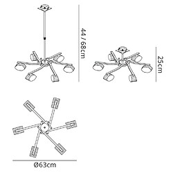 Luminaire Center Semi Plafonnier Alfa Convertible télescopique 6 Ampoules G9, doré