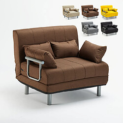 LE ROI DU RELAX Canapé-lit convertible en tissu Deborah Twin, Couleur: Marron