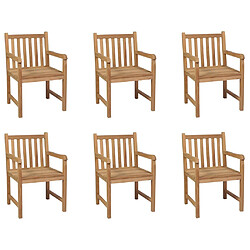 vidaXL Chaises d'extérieur lot de 6 Bois de teck solide