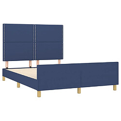 Acheter Maison Chic Cadre/structure de lit avec tête de lit pour adulte - Lit Moderne Chambre Bleu 140 x 200 cm Tissu -MN85872