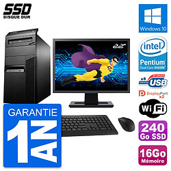 PC Tour Lenovo M93p Ecran 22" Intel G3220 RAM 16Go SSD 240Go Windows 10 Wifi - Occasion