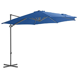 vidaXL Parasol de jardin en porte-à-faux avec mât en acier bleu azuré 