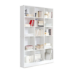 Pegane Etagère, bibliothèque avec 15 tablettes coloris blanc - longueur 121 x profondeur 33 x hauteur 186 cm 