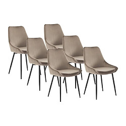 Vente-Unique Lot de 6 chaises - Velours et métal noir - Taupe - MASURIE