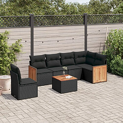 Maison Chic Ensemble Tables et chaises d'extérieur 7pcs avec coussins,Salon de jardin noir résine tressée -GKD870508