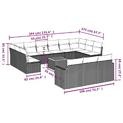 Avis vidaXL Salon de jardin avec coussins 14 pcs noir résine tressée