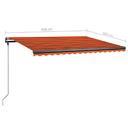 vidaXL Auvent manuel rétractable sur pied 450x300 cm Orange et marron pas cher