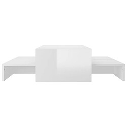 Acheter Maison Chic Ensemble tables basses gigognes,Table Console pour salon Blanc brillant 100x100x26,5 cm -MN39288