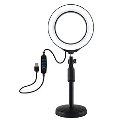 Wewoo Support de bureau à base ronde + 6,2 pouces 3 modes USB Dimmable Anneau LED Vlogging Video Lighthauteur réglable 18cm-28cm