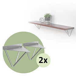 ML DESIGN MODERN LIVING 4x Support étagère d'angle triangle en métal gris avec vis 160 mm fixation mural