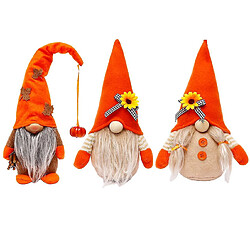 Universal 3 PCS Harvest Festival Gnomes Toys en peluche avec décoration de bureau à la citrouille Polaire naine