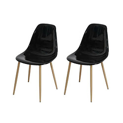 Lot de 2 chaises cristal transparent noir - L 47 x P 54 x H 84 cm - CLODY