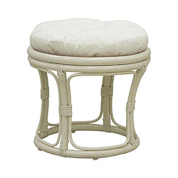 Aubry Gaspard Tabouret en rotin avec coussin Uni blanc.