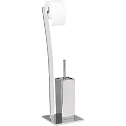 Helloshop26 Support de papier toilette avec porte-brosse WC 71 cm argenté 13_0002546