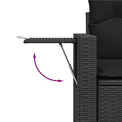 Acheter vidaXL Salon de jardin 3 pcs avec coussins noir résine tressée