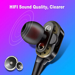 GUPBOO Casque filaire haute basse Dual Drive Mic Stereo In-Ear Headphones Casque d'ordinateur pour téléphone portable pas cher