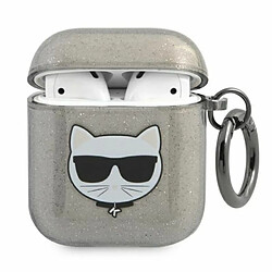 Karl Lagerfeld Choupette Head Glitter - Étui pour Airpods (noir) 