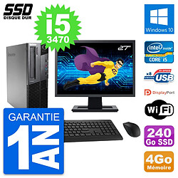 PC Lenovo M82 SFF Ecran 27" Intel Core i5-3470 RAM 4Go SSD 240Go Windows 10 Wifi - Occasion