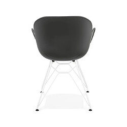 Acheter Mes Lot de 2 fauteuils design noir piétement métal blanc - UMILA