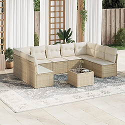 Maison Chic Salon de jardin avec coussins 10 pcs | Ensemble de Table et chaises | Mobilier d'Extérieur beige résine tressée -GKD67667