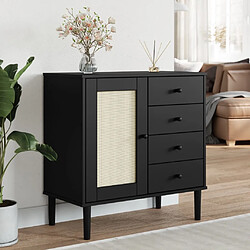 vidaXL Buffet SENJA aspect rotin noir 80x40x80 cm bois massif de pin