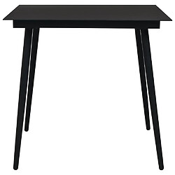 vidaXL Table à dîner de jardin Noir 80x80x74 cm Acier et verre