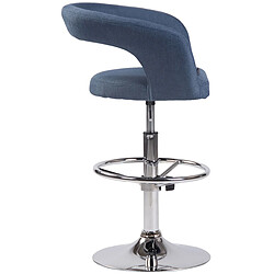 Decoshop26 Lot de 2 tabourets de bar assise moderne en tissu bleu pieds et repose-pieds en métal chromé 10_0004223