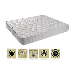 Provence Literie Lot de 2 Matelas Tissu Ignifugé Non Feu + Alèses 70x190 x 15,5 cm - Très Ferme - Ame Poli Lattex Haute Résilience - hypoallergénique 