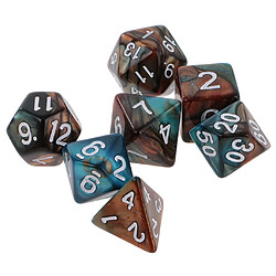 7PCS Two Colors Polyhedral Dice 16mm pour Dungeons and Dragons Table Games Green Gold