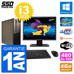 PC Lenovo M82 SFF Ecran 27" Intel Core i3-3220 RAM 4Go SSD 480Go Windows 10 Wifi · Occasion 