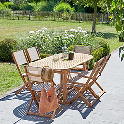 Wilsa Garden Salon de jardin avec table ovale en acacia Bilbao 